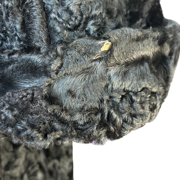 Vintage Custom Persian Lamb Broadtail Coat 1950s? Large? Bell Sleeves Mid Length - Picture 8 of 16
